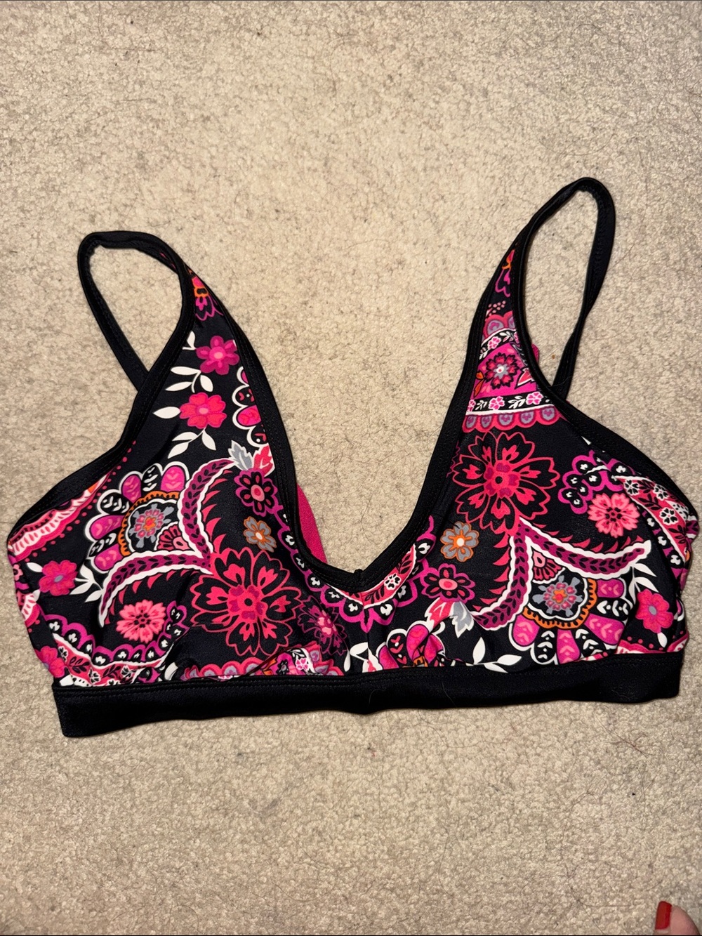 Women's Pink Floral Bralette/Bikini Too- Lightweight Comfort